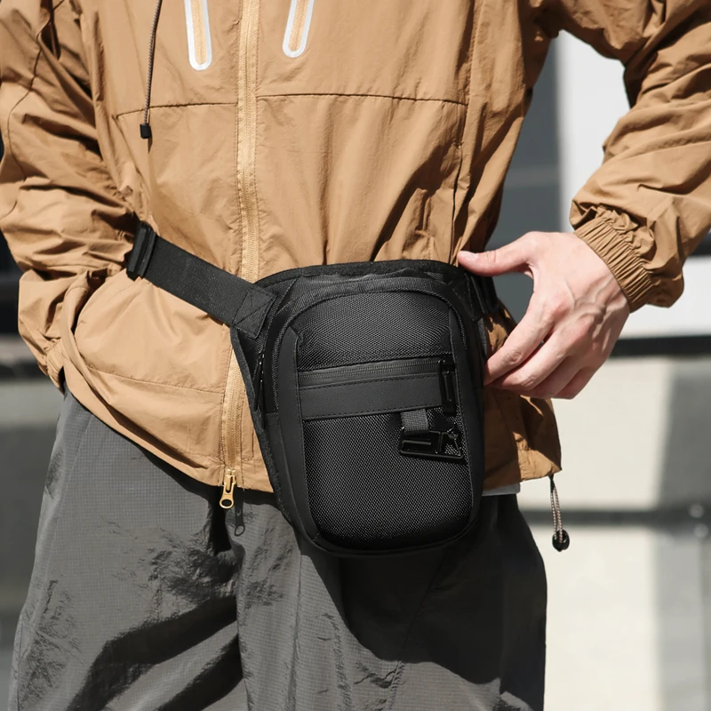 Waist Bag for Men Waterproof Nylon Multiple Pockets Adjustable Strap Wear Resistant Work Commute Travel Outdoor Casual Daily Use