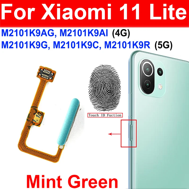 Fingerprint Sensor Home Touch ID Return Flex Cable With Power Side Button For Xiaomi Mi 11 Lite M2101K9AG Mi 11 Lite 5G M2101K9G