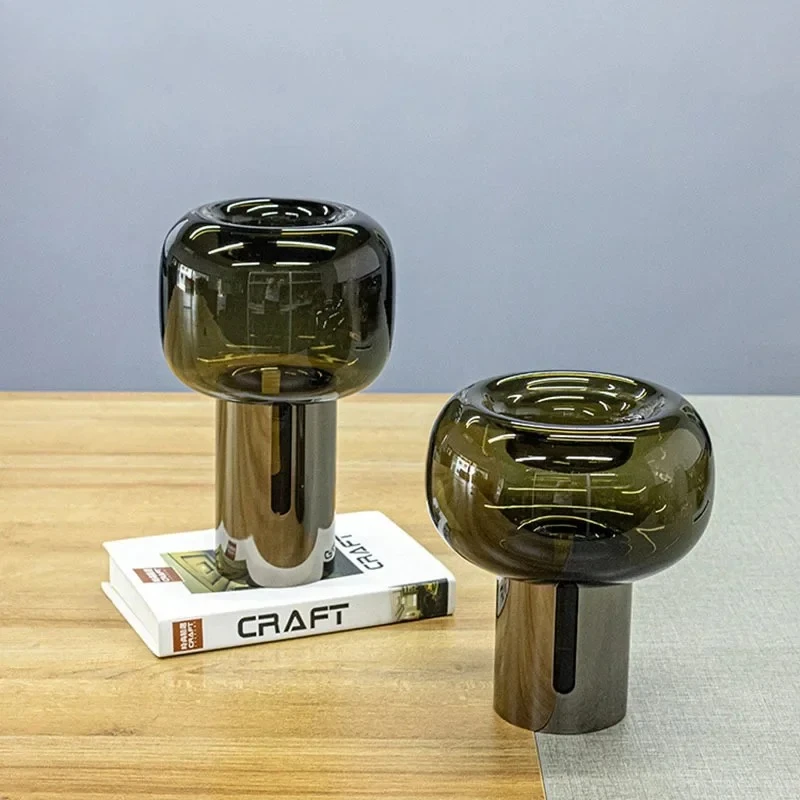 

Room Aesthetic Decor Dark Glass Vase Flowers Pots Desk Decoration Ornaments Flower Arrangement Creative Hydroponics Floral Vases