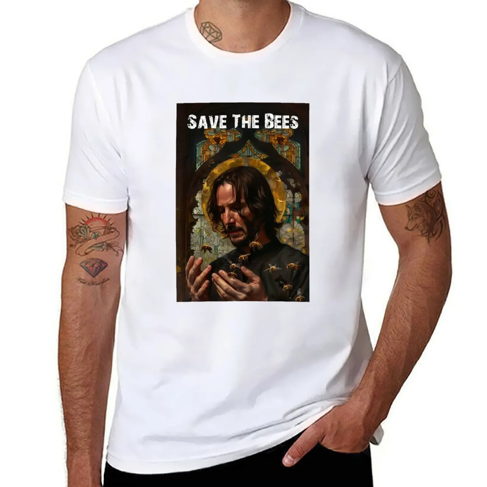 

Save The Bees, Keanu Saint, Bee, BABA YAGA, JOHN WICK and Bees, Keanu Christ T-Shirt t shirts for man slim fit T-Shirt