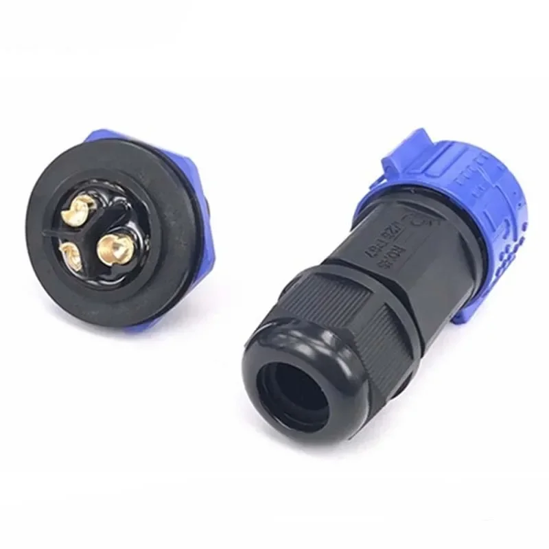 IP67 M25 2 3 4 Pin Waterproof Connector Self Locking E-bike Charging Power Aviation Panel Socket Electrical Cable Plug 50A 500V