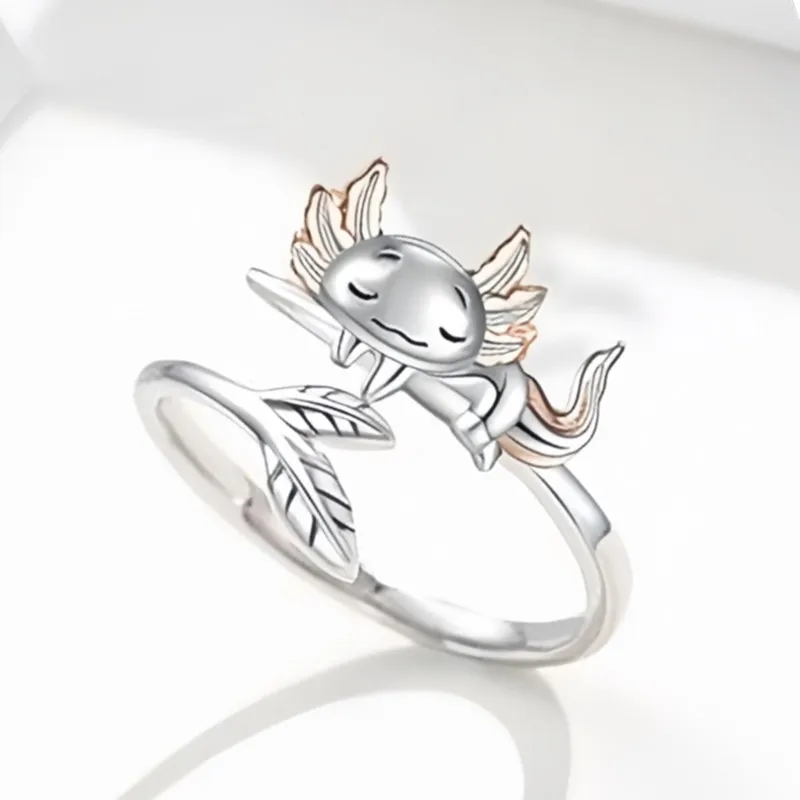 Fashionable Cute Animal Little Mermaid Opening Adjustable Ring Boho Engagement Rings for Women Animal Jewelry Anniversary Gift