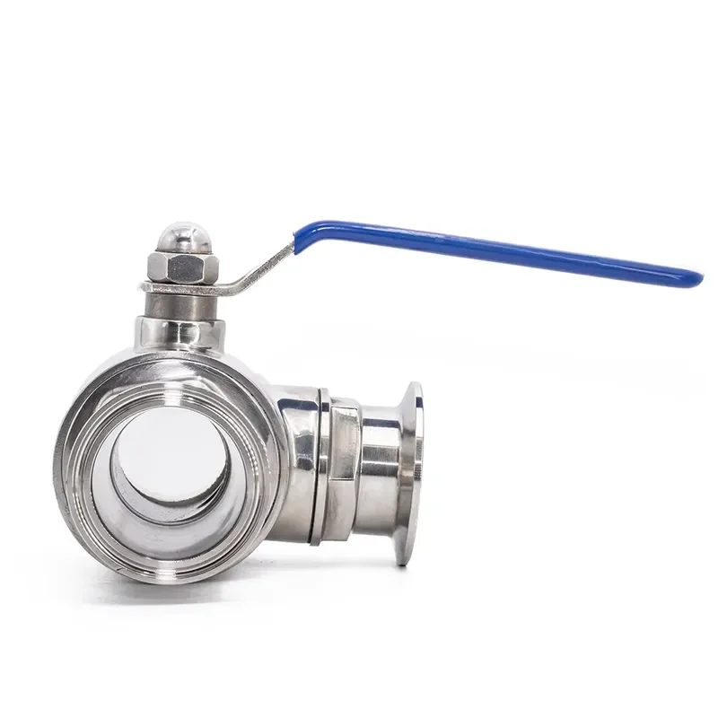304 316L Stainless Steel Sanitary Ball Valve Manual Handle BSP NPT Thread Three Clamp Direct Connection for Water System