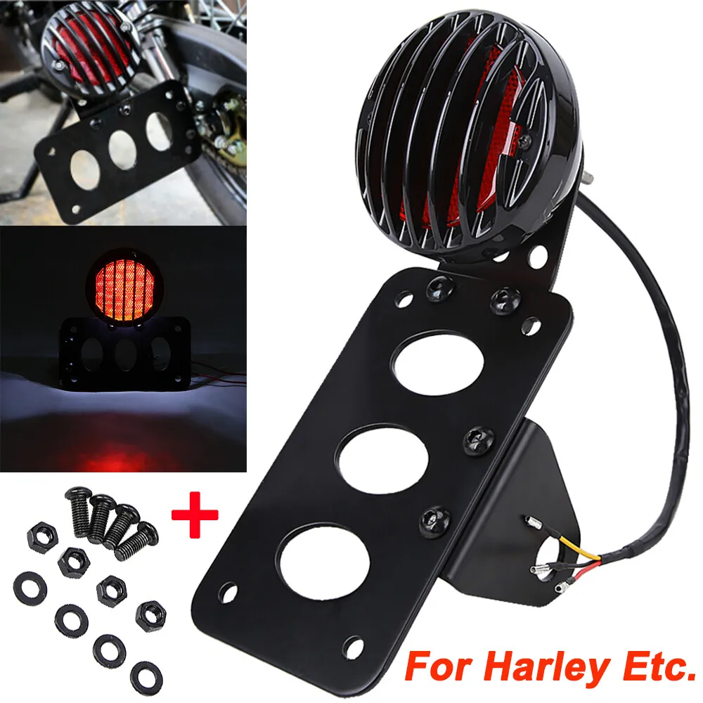 

Кронштейн для номерного знака, черный, для мотоцикла, со светодиодным задним фонарем, светодиодный стоп-сигнал, обновленные лампы, стоп-сигнал, подсветка номерного знака