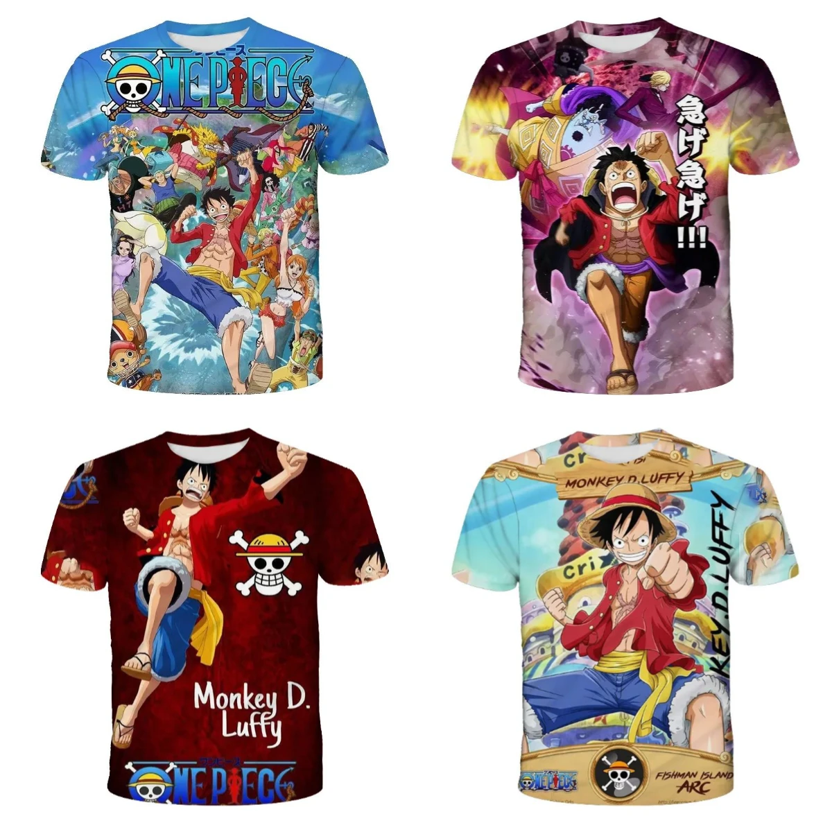 

2025 New Fashion Kid Anime One Piece Luffy T Shirt Boy Clothing Kids Boys Tshirt Children T-shirt Summer Short Sleeve Tops Tees