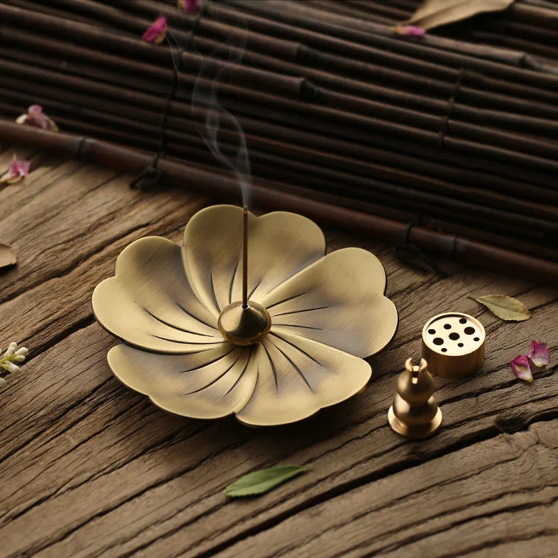 

Line Incense Holder Sakura Copper Aromatherapy Plate Tea Ceremony Accessories Home Decoration Temples Yoga Studios Ornaments