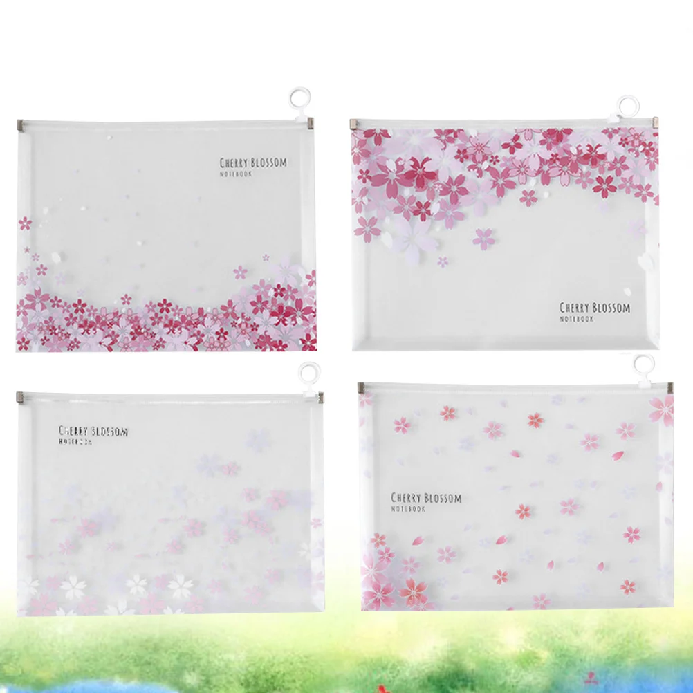 

1Set Plastic Transparent Zipper Pouch Pink A4 Document Pencil Case Waterproof Stationery Bag School Office Supplies File Folder