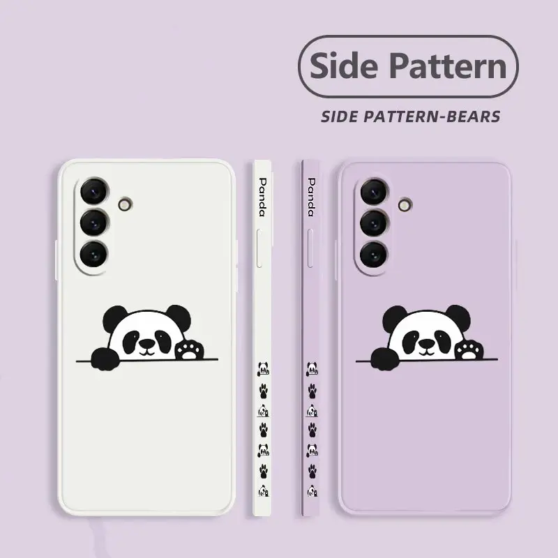 S24 Panda Cute Label New Silicone Phone Case For Samsung S24 S24Ultra S24Plus S23Plus S23 S21FE S22 S23FE S22Plus S21 S20 Cover