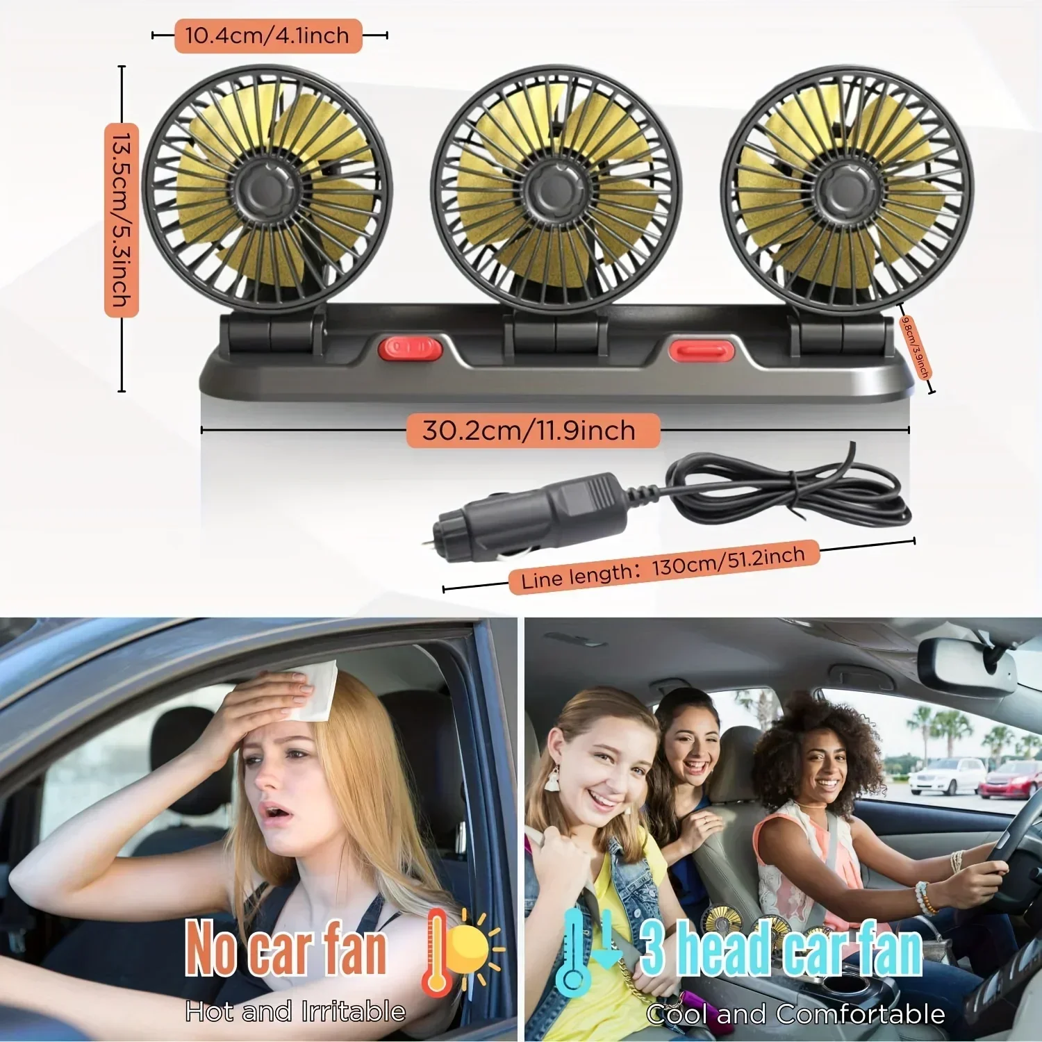 Car Fan 360° Adjustable Air Fan Automotive Electric Fan USB5V/12V/24V Fan Car Silent Fan For Home Desk Office&Car
