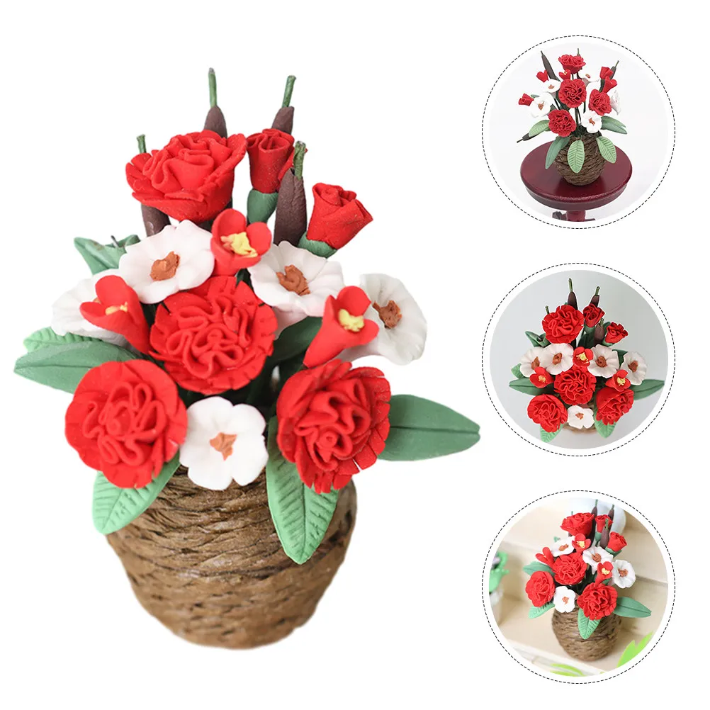 

Miniature Potted Flower Realistic Fake Small Flower Vase Decoration Dollhouse Accessories Micro Landscape Photo Prop Tiny Bonsai