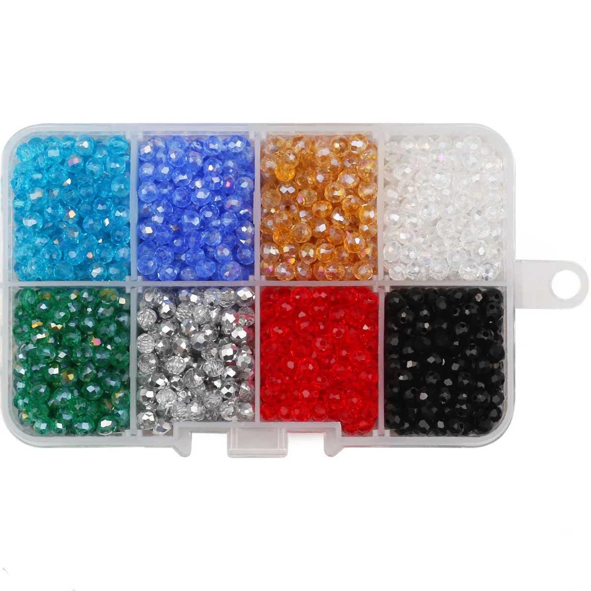 800PCS 8Colors 4MM Faceted Round Glass Crystals DIY Kit Box Plated AB coloured Loose Beads For Making Jewelry Finding Bracelets