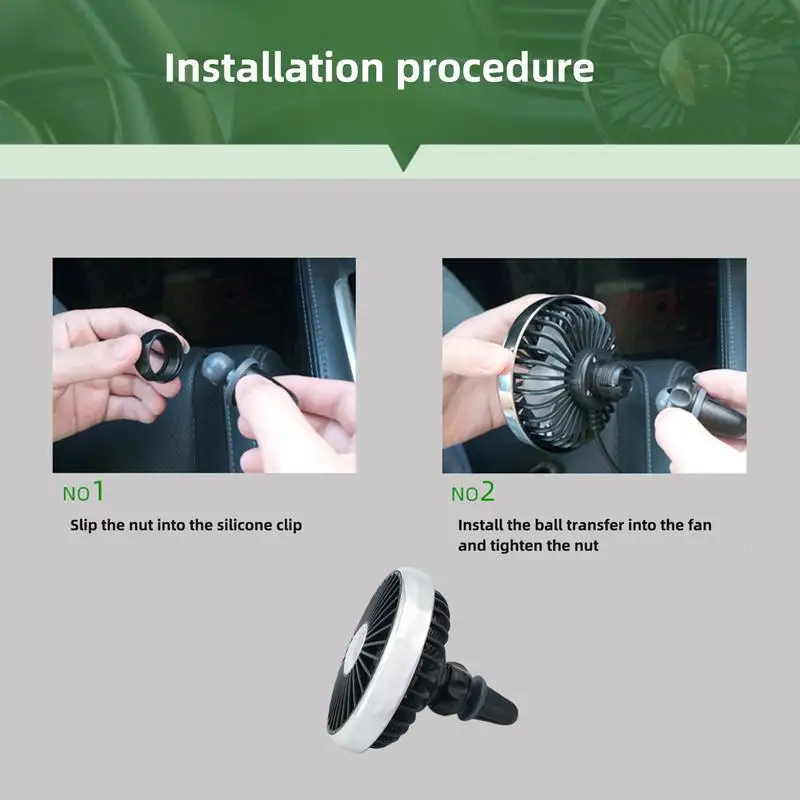 USB Fan For Car Low Noise Cooling Fan Air Vent Mounted 3 Wind Speeds Summer Cooling Applications Air Cooler For Caravan Minivan