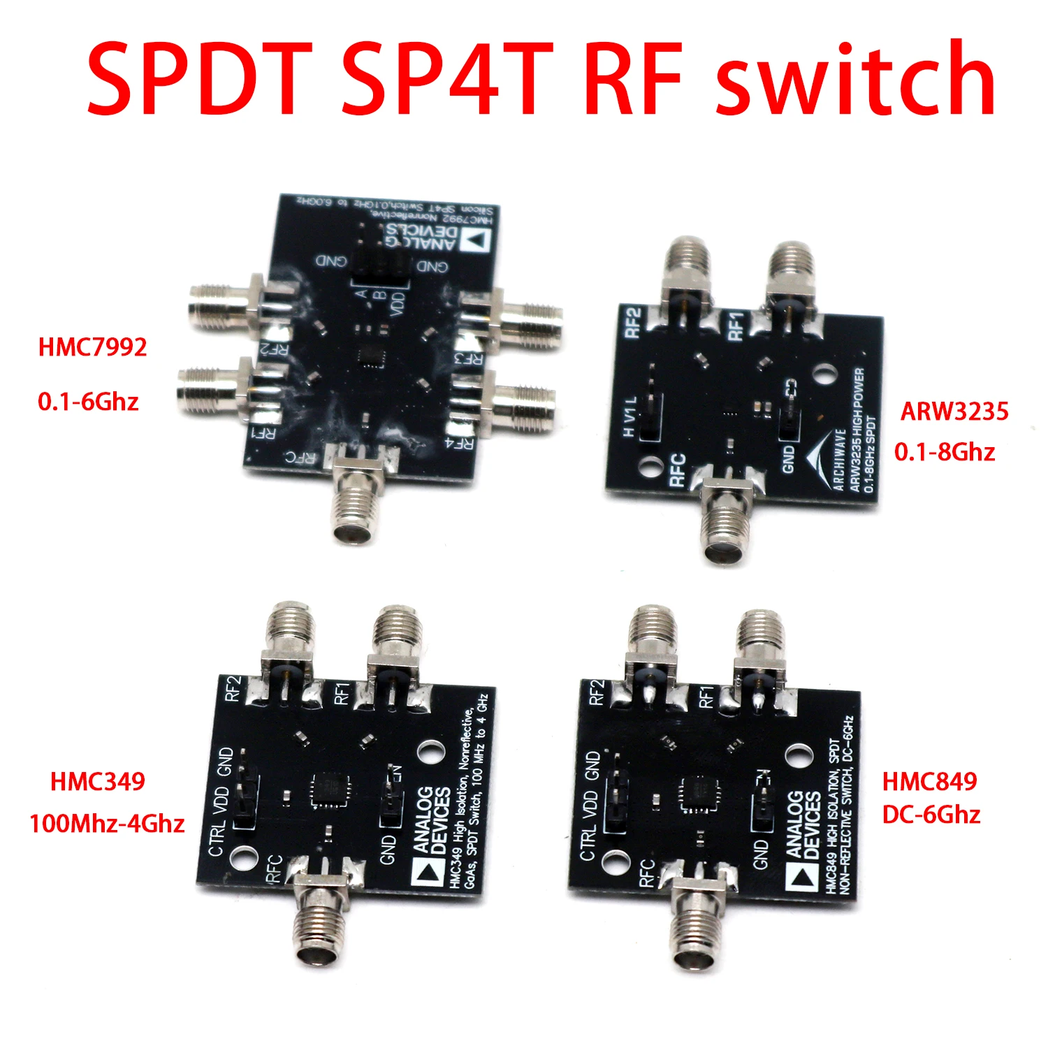 SPDT/SP4T RF Switch Module 100MHz-6GHz HMC7992 HMC349 ARW3235 HMC849 for Ham Radio Amplifier Protection & Antenna Switching