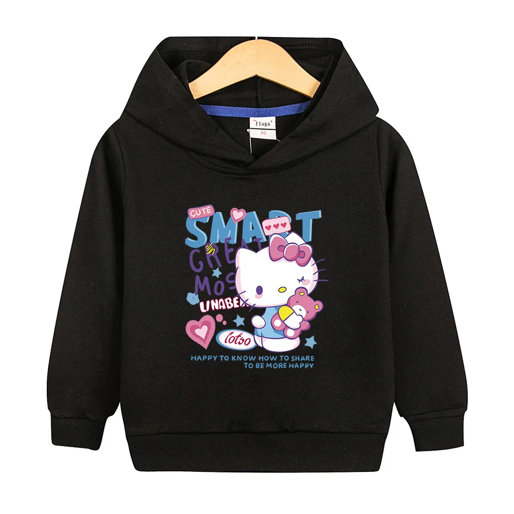

Sanrio's Cute Hello Kitty Print Pattern Fashionable and Trendy Children's Clothing, Autumn Outdoor Casual Sports Hoodie