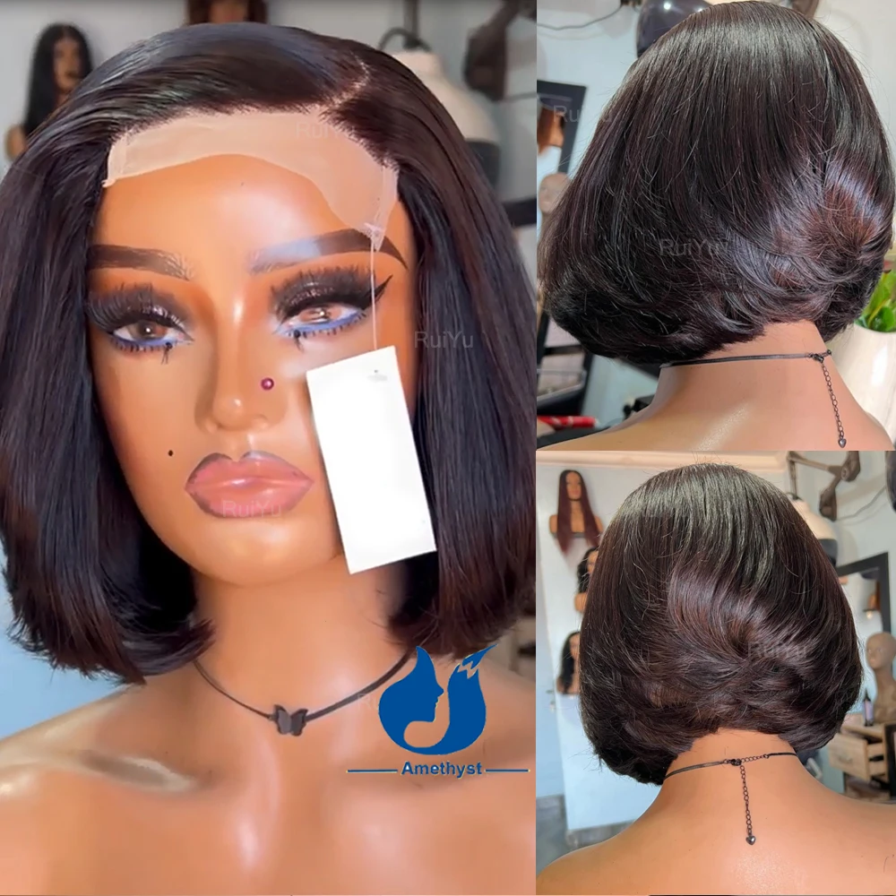 

Layered Haircut Face Framing Frontal Wigs for Women 13X6 Deep Part Short Cut Bob Wig Human Hair 13x6 Frontal Lace Glueless Wig