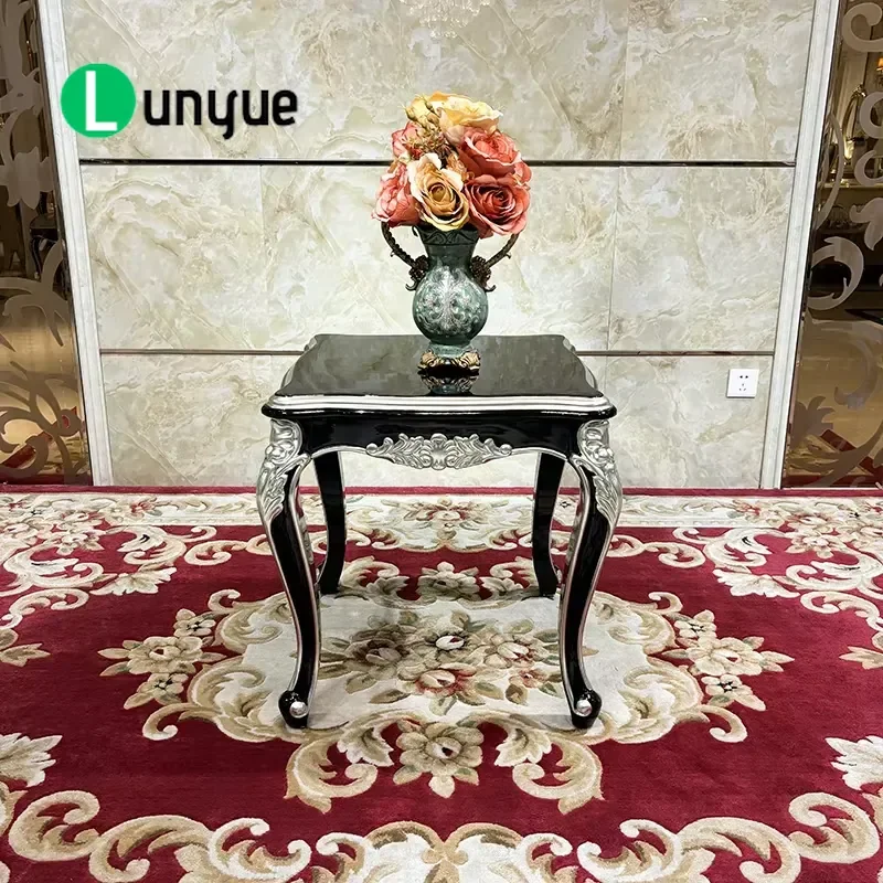 French Luxury Small Coffee Table European Solid Wood Carving Square Neoclassical Corner Side Table for Villa Living Room