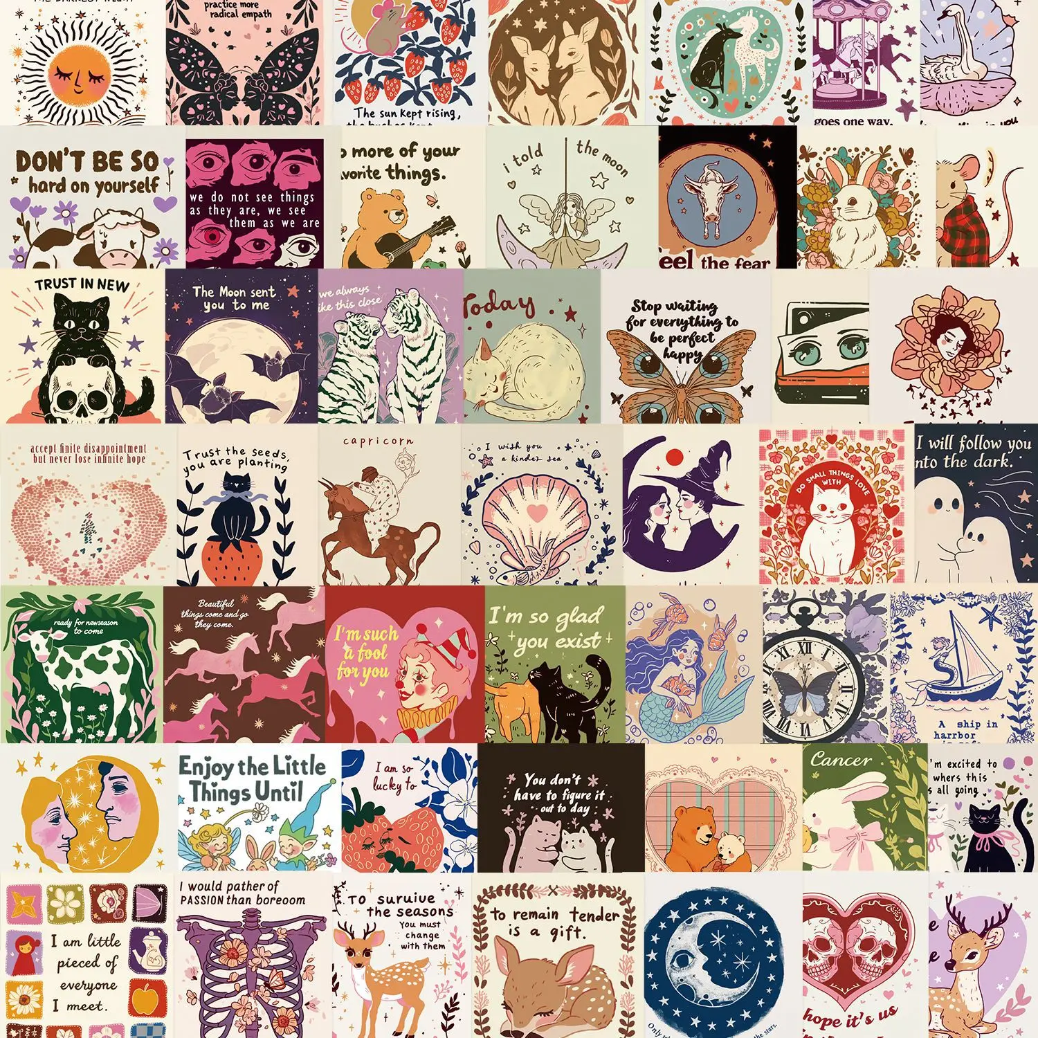 50/100PCS Whimsical Motivational Doodle Stickers, Inspirational Decals for Guitar Notebook Suitcase Phone Skateboard Helmet