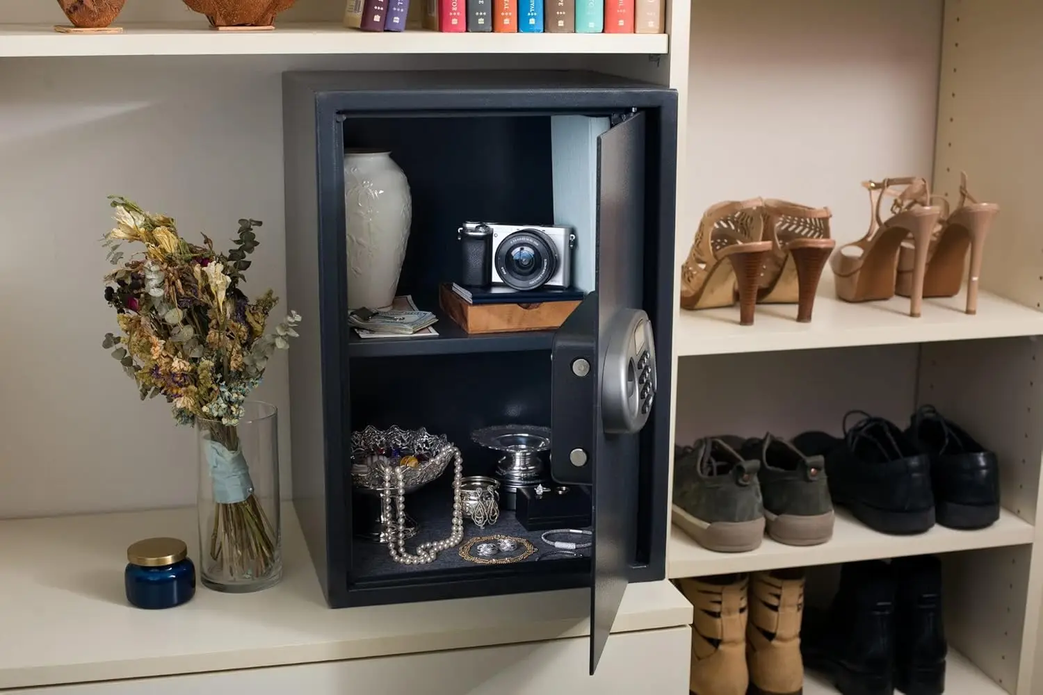 Security Safe with Digital Lock - Electronic Digital Security Safe Box Steel Construction - Ideal for Storage of Cash, Documents