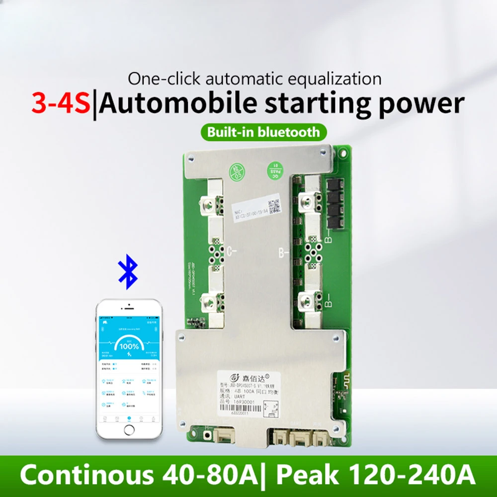 DP04S007 Build-in BT Lithium Battery Management System 3S 4S 12V LFP NMC Smart BMS 100A 120A 150A 200A UART