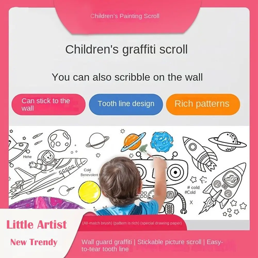 DIY Toys Color Filling Sticker Watercolor Paper Drawing Sticker Graffiti Scrolls Children's Drawing Scroll Gouache Art