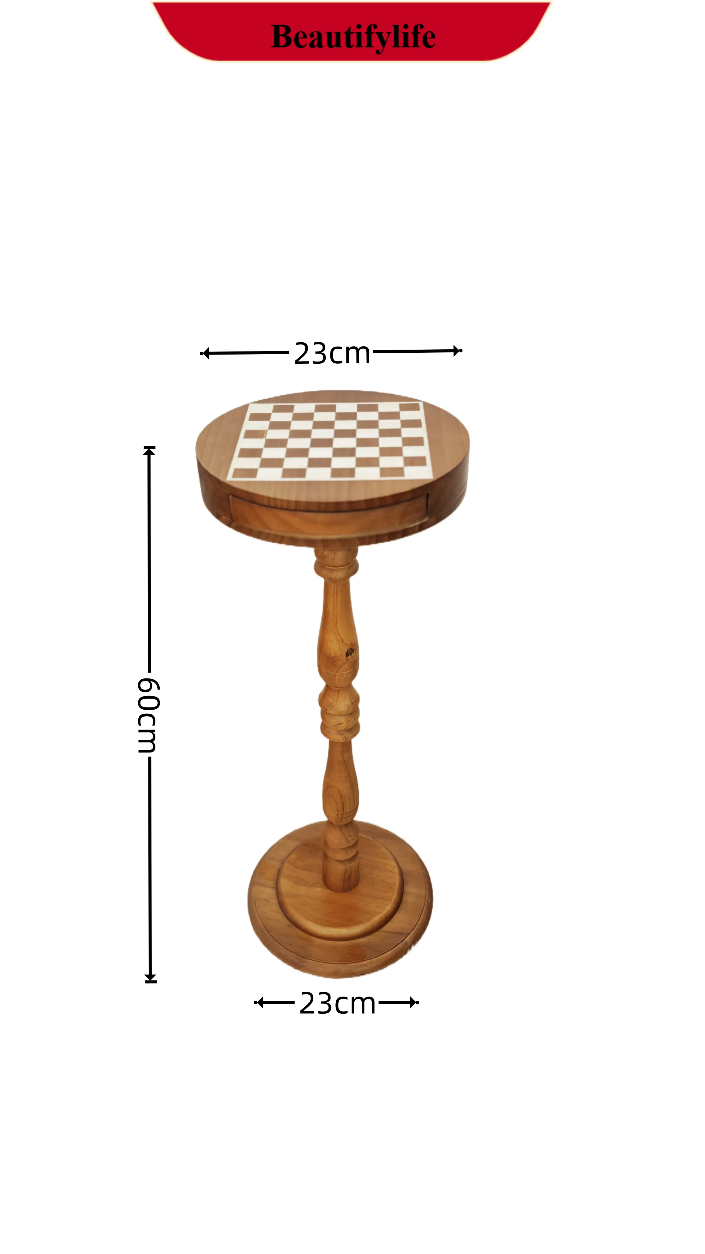 d178 Medieval style solid wood small round table artistic sense side few chess checkerboard living room bedroom