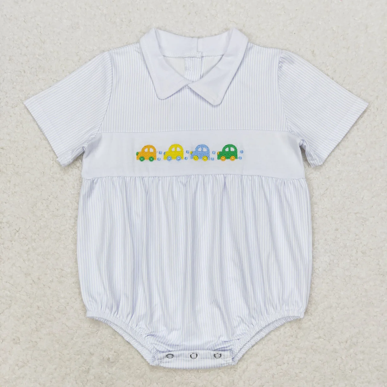 Wholesale Kids Newborn Embroidery One-piece Coverall Bodysuit Baby Boy Toddler Romper Children Jumpsuit Short Sleeves Clothes