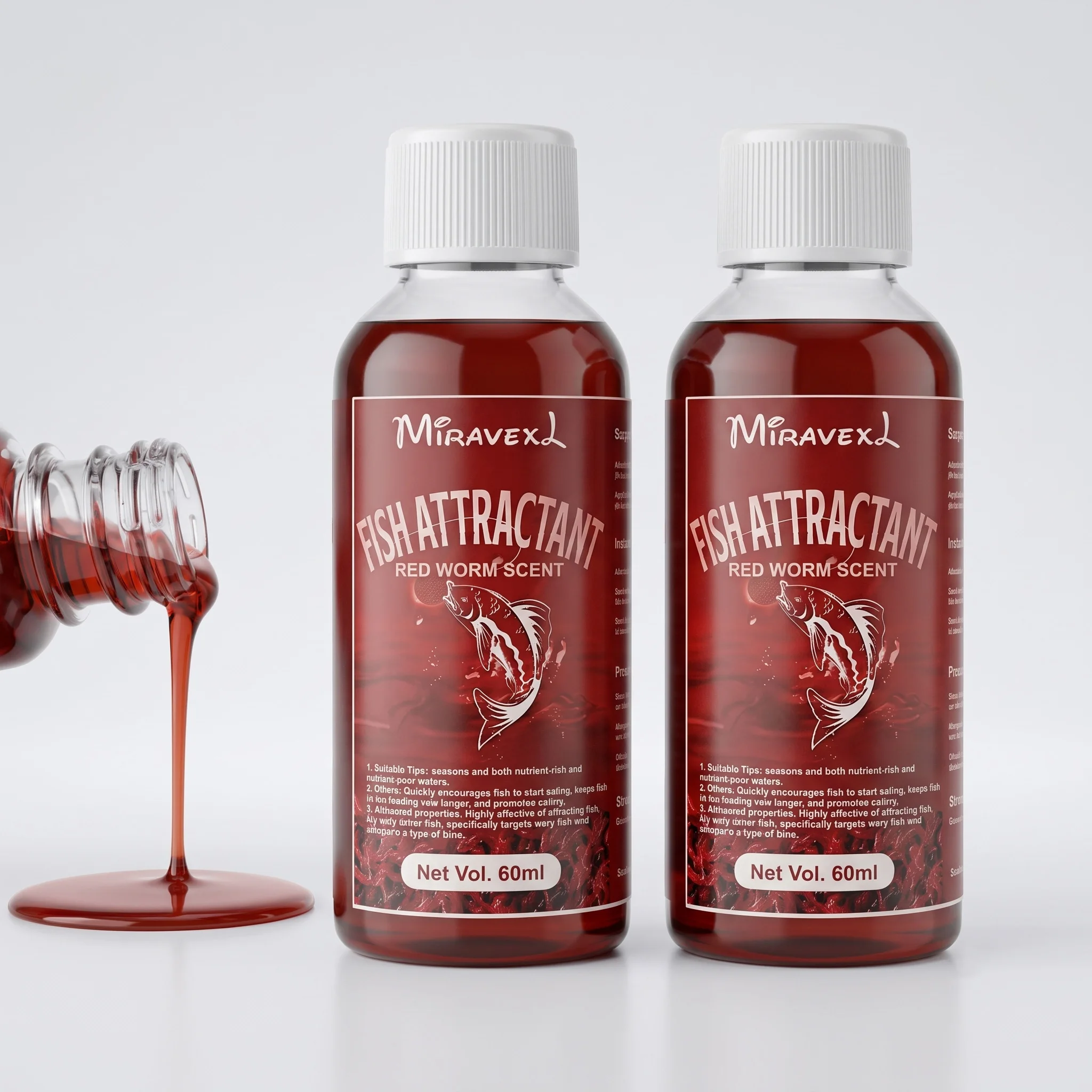 Attractant pour poissons à action rapide pour la pêche 60 ml, puissant parfum liquide de ver rouge pour la carpe, la truite et le brochet, amplificateur naturel