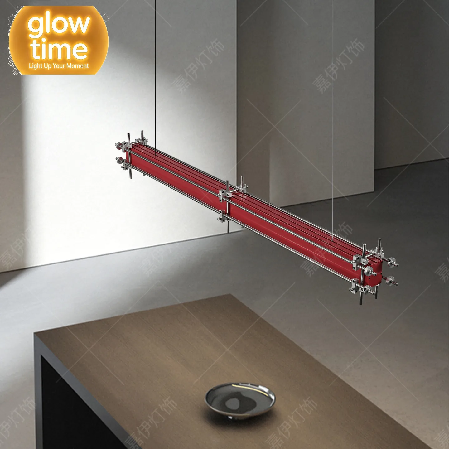 Red optical axis designer restaurant chandelier bakery bar desk study long front desk one-word office lamp