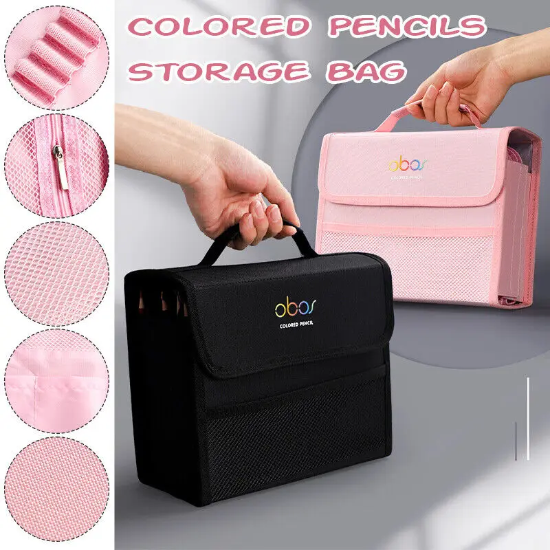 Imagem -05 - Grande Capacidade Lápis Bolsa de Armazenamento Lápis Colorido Bolsa Pen Holder Escritório e Material Escolar 48 72 120 150 200 Buracos