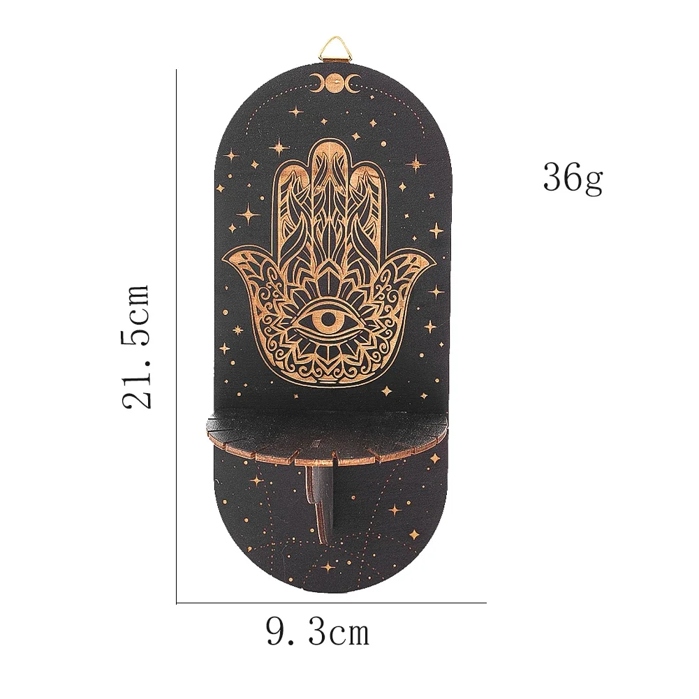 Wooden Hand of Fatima and Devil\'s Eye Hanging Piece Durable for Object Storage Home Living Room Wall Hanging Decoration