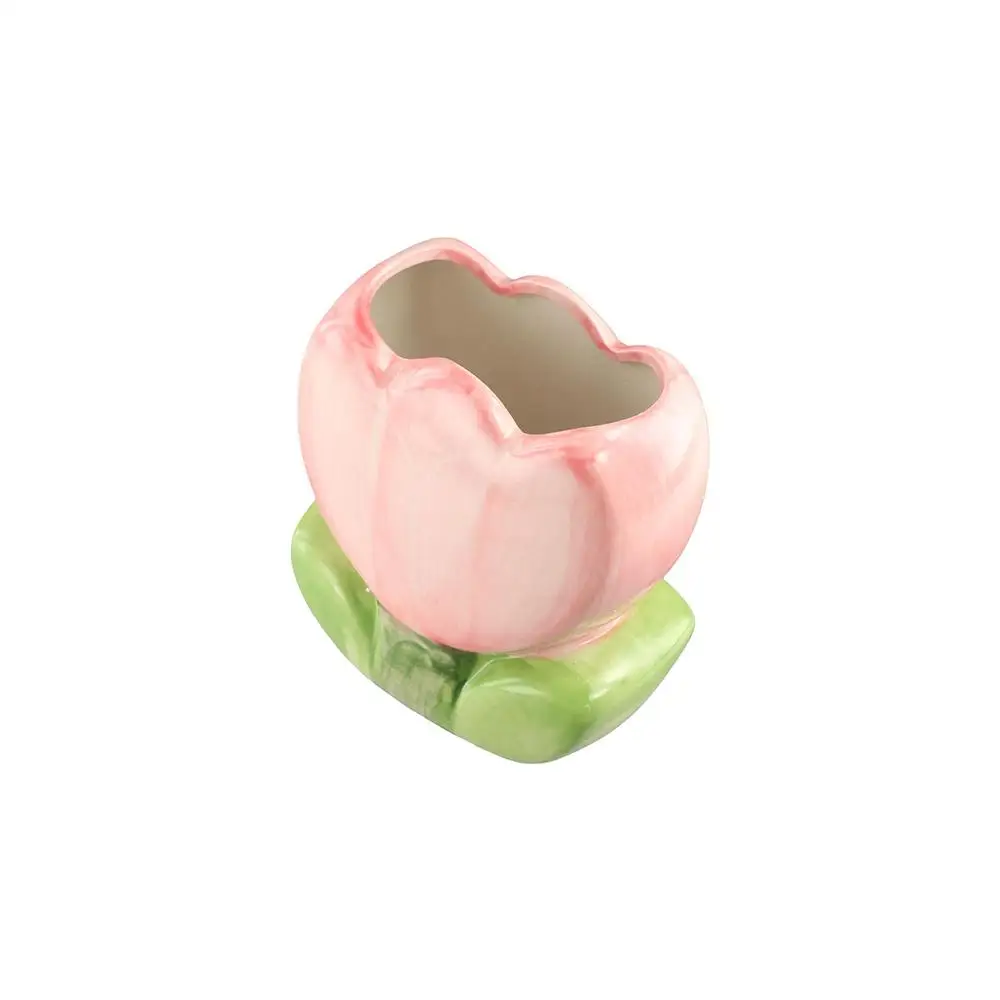 Ceramic Flower Makeup Brush Storage Bucket Tulip Flower Retro Flower Cute Flower Table Storage Cute Kawaii