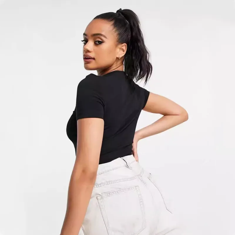 بلوزة قصيرة الأكمام للنساء ، تي شيرت برقبة دائرية ، ملابس مكتب سيدة ، تي شيرت فتاة ، هدية حفلات ، أزياء غير رسمية ، الربيع ، الصيف ، WT164 #5