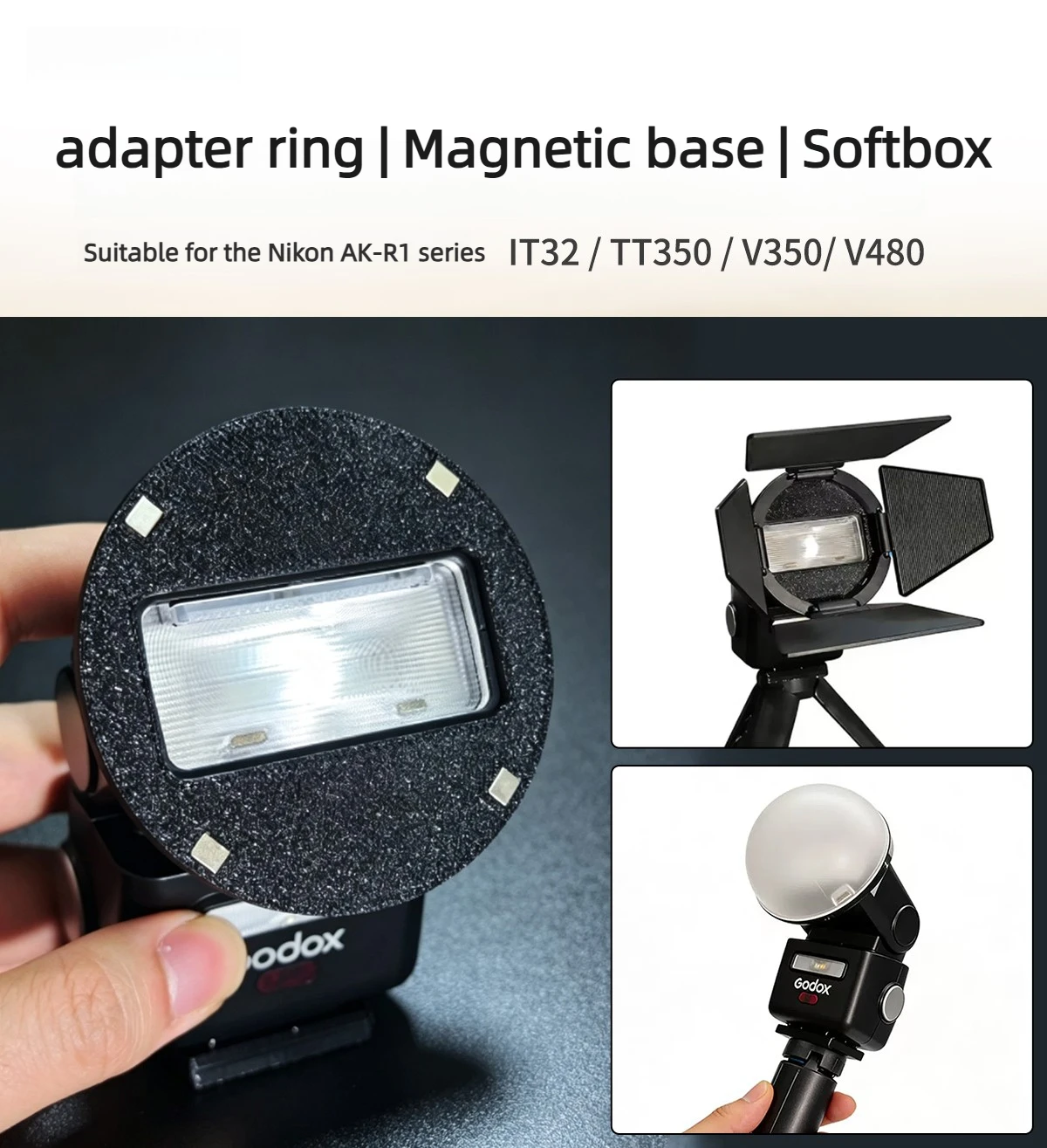 AK-R11 Dome Diffuser Replacement Soft and Bright Light Effect Magnetic Dome Diffuser Adsorption Round Flash Head for V1/V1mid/