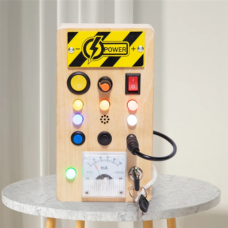 

Excellenttqualityy-Montessori Busy Board Sensory Toys Wooden With LED Light Switch Control Board Travel Activities Children Game