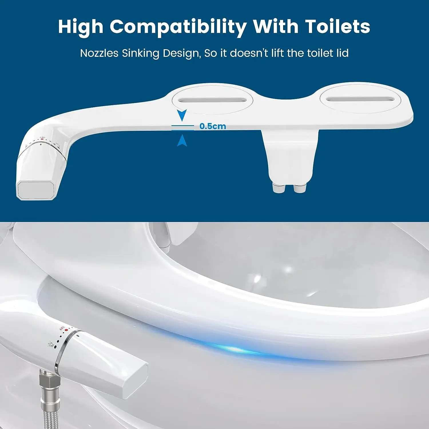 Bidet Attachment for Toilet ,Bidet toilet wash,Adjustable Water Pressure, Double Nozzle Attachment, Non-Electric,ass Shower