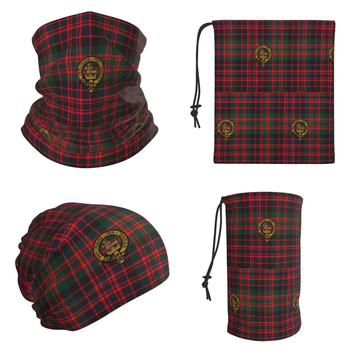 MacDonald Clan Tartan With Clan Crest Bandana Neck Cover Wrap Mask Scarf Running Balaclava For Men Women Adult All Season