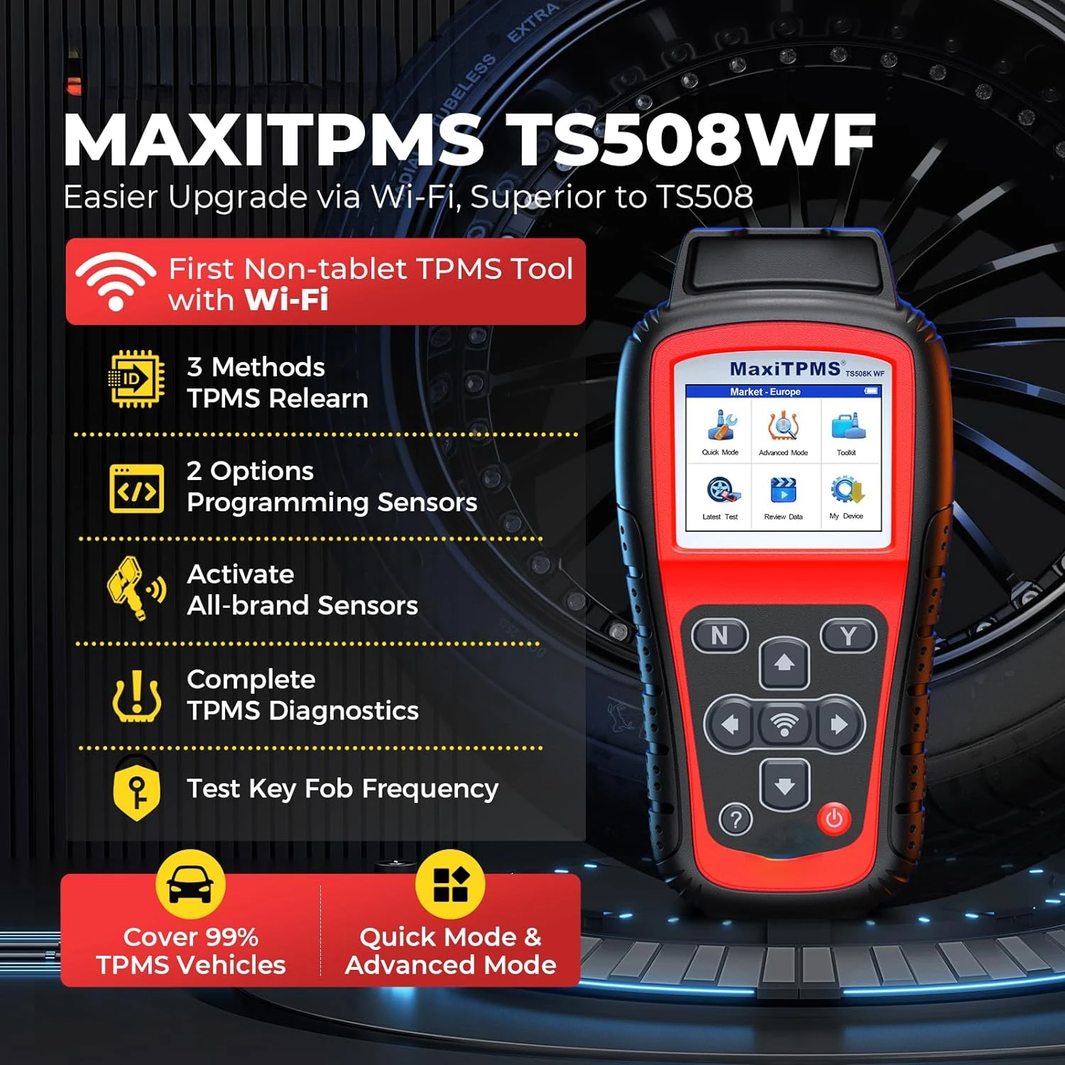 Programming Tool, 2024 Upgraded of TS508 for MX-Sensors (315/433 MHz) TPMS Relearn/Activate All Sensors, TPMS Scan Tool