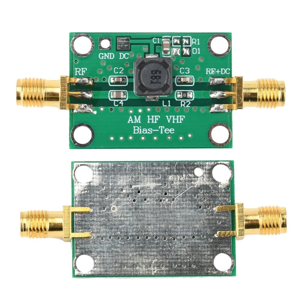 25K-100MHz RF Wideband Amplifier Module Coaxial Feed Biaser Low Insertion Loss HF AM DC 1-50V