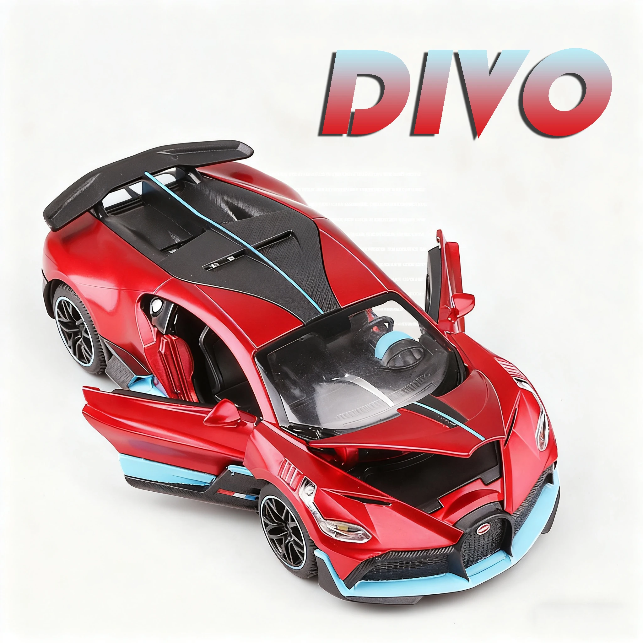 1:32 Scale DIVO CHIRON Supercar Model Toys Metal Diecast Sports Cars Sound Light Doors Opened Pull Back Toy Models for Kids Gift