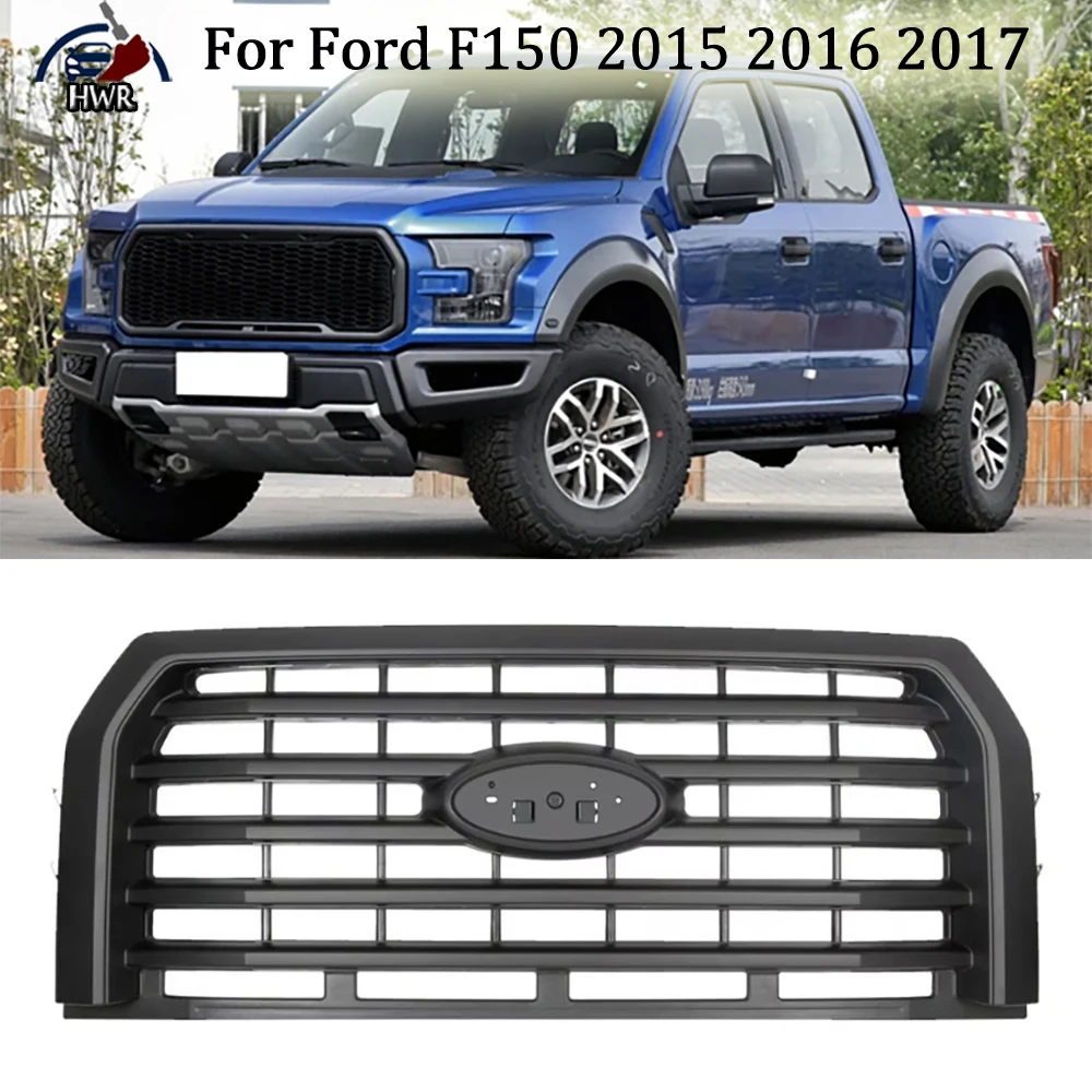 

Front Hood Grille Upgrade Raptor Appearance For Ford F150 2015 2016 2017 Mid-net Grilles Car Guard Grid Replace Original Grille