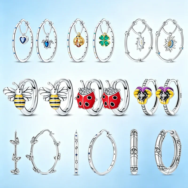 

New 925 Sterling Silver Turtle Four-Leaf Clover Butterfly Women Earrings Brilliant Wedding Engagement Star Earrings Jewelry Gift