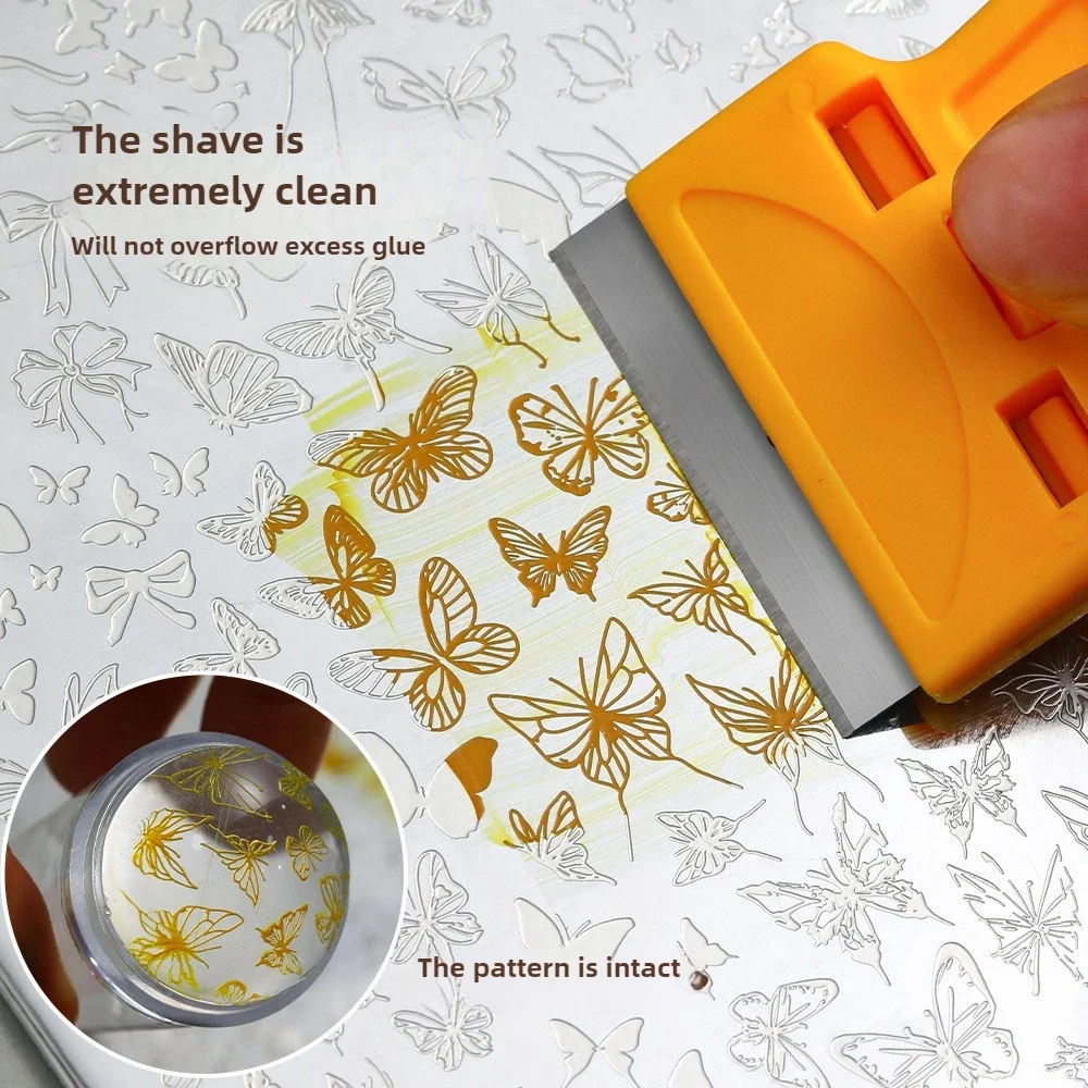 مسمار الفن مكشطة الفرنسية مانيكير ختم مع مكشطة للإزالة تنظيف مجرفة الغراء ملصقات أدوات لمسمار الفن اكسسوارات