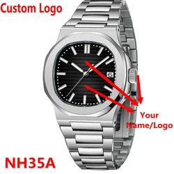 Custom Men's Square Watches Luxury NH35 Automatic Watch For Men Mechanical WristWatch Steel Sapphire glass Reloj Hombre