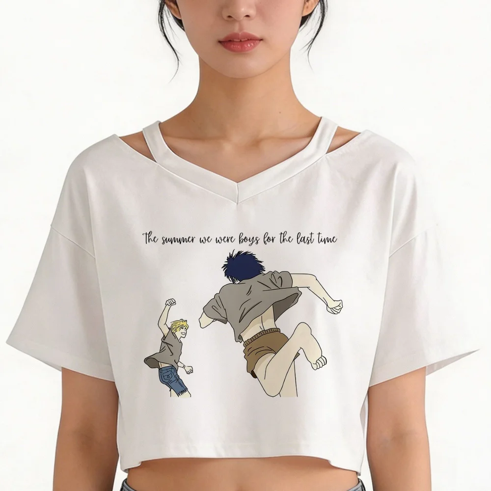 Banana Fish crop top female emo party graphic summer kawaii shirt meme y2k goth
