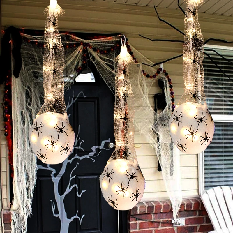 

3sets Halloween Decoration LED Spider Egg Lights Glow Spider Web Ghost Lamp For Halloween Party Outdoor Decor Haunted House Prop