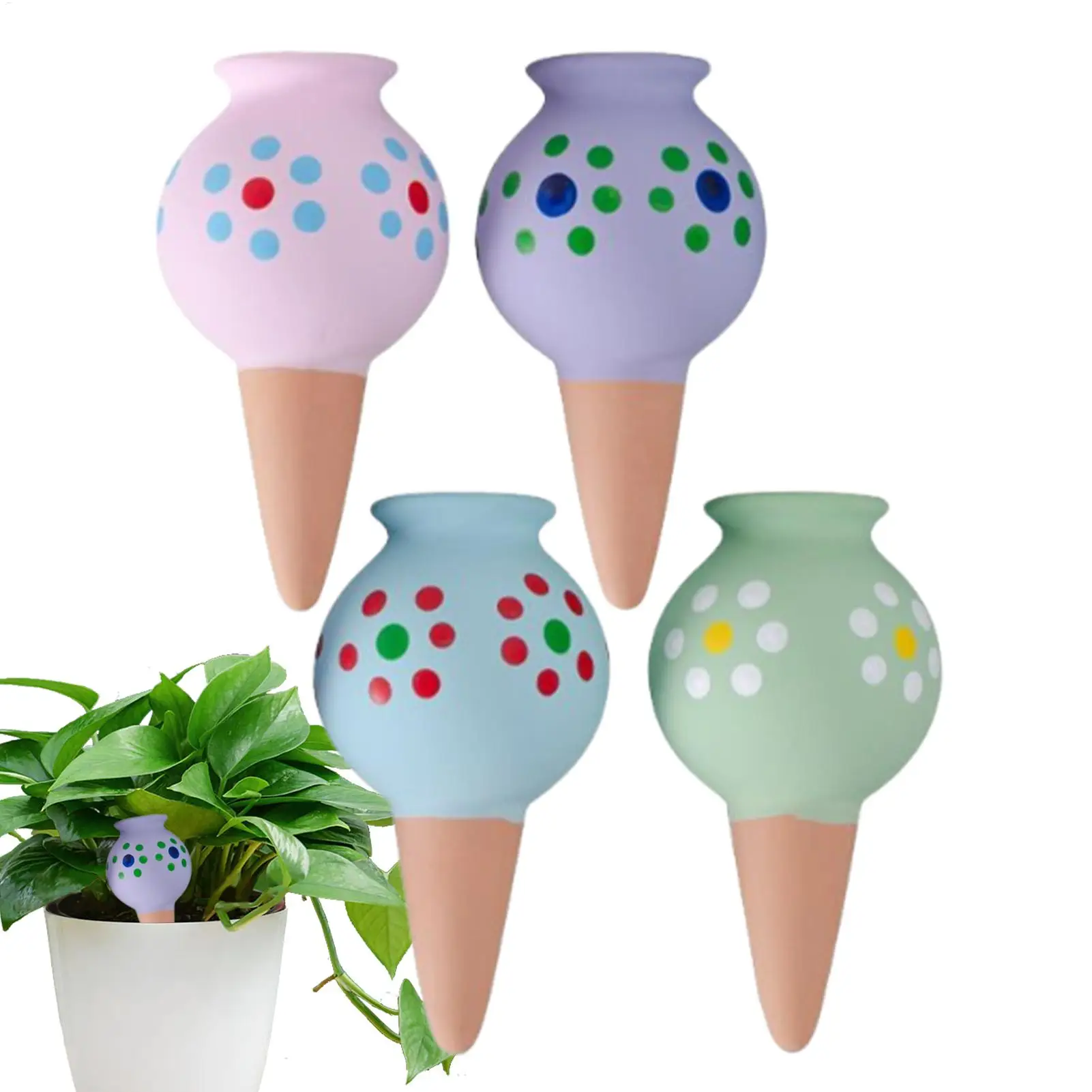 

Plant Watering Globes Self Watering Spikes Plant Water Globes 4 Pieces Automatic Insert System Decorative Stakes Gardening