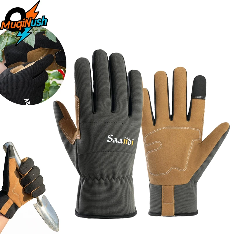 

MuqiNush Universal Touchscreen Work Gloves Breathable Durable Protective Gloves,High Dexterity Gloves for Gardening& Light Duty