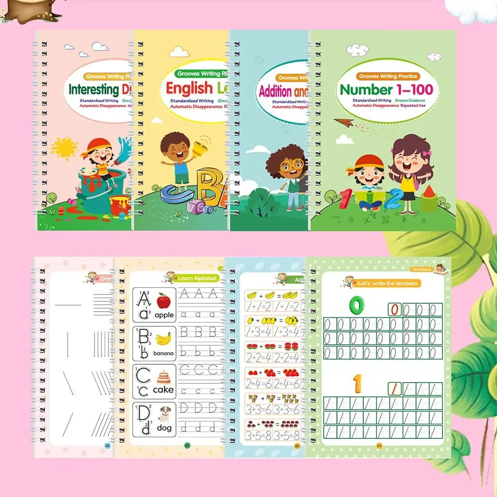 Portable English Groove Copybook for Control Pen Training Book English Letter Calligraphy Book