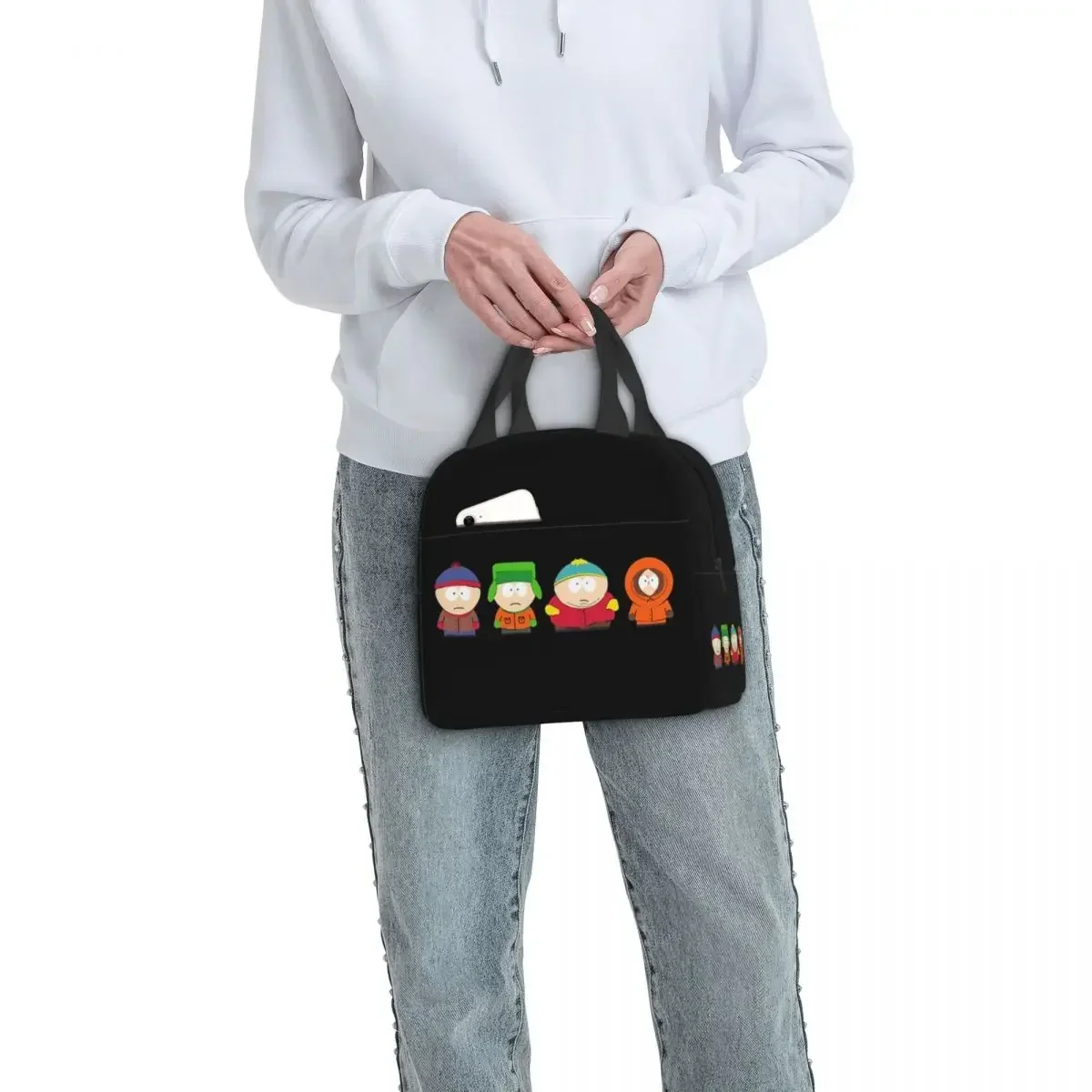 Southpark Boys Cartoon Anime Insulated Lunch Bags Picnic Bags Thermal Cooler Lunch Box Lunch Tote for Woman Work Children School