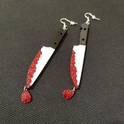 KUGUYS Dagger Knife with Blood Drop Earrings for Women Halloween Jewelry Gothic Acrylic Accessories